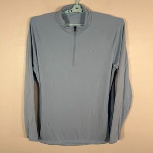 Travis Mathew Pullover Mens Large Blue Netowrking 1/4 Zip Fleece‎ Golf Stretch